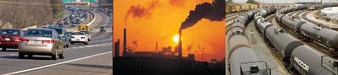 composite of air pollution from various sources